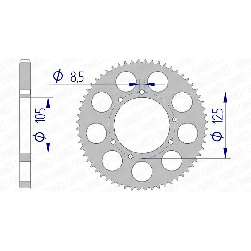 AFAM aluminium rear sprocket 428 pitch for HM CRE 50, CRE 50 BAJA, CRE 50 DERAPAGE RR and VENT BAJA 50, BAJA RR 50, DERAPAGE 50