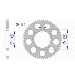 AFAM Kettenrad Alu Teilung 428 für HM CRE 50, CRE 50 BAJA, CRE 50 DERAPAGE RR und VENT BAJA 50, BAJA RR 50, DERAPAGE 50