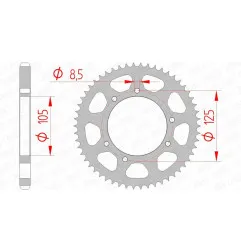 Couronne acier AFAM pas 428 pour HM CRE 50 BAJA, DERBI SENDA 125 SM, RIEJU TANGO 125 et VENT BAJA 50 de 2003 à 2025