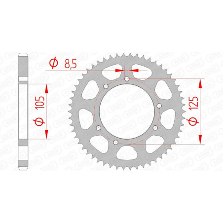 Corona de acero AFAM paso 428 para HM CRE 50 BAJA, DERBI SENDA 125 SM, RIEJU TANGO 125 y VENT BAJA 50 de 2003 a 2025