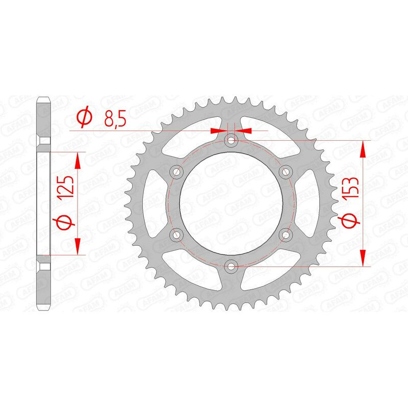 Corona de acero AFAM paso 520 para HONDA CR 125, CR 250, CRF 250, CRF 450 y HM CRE 250, CRE 250 F, CREF 250, CREF 450