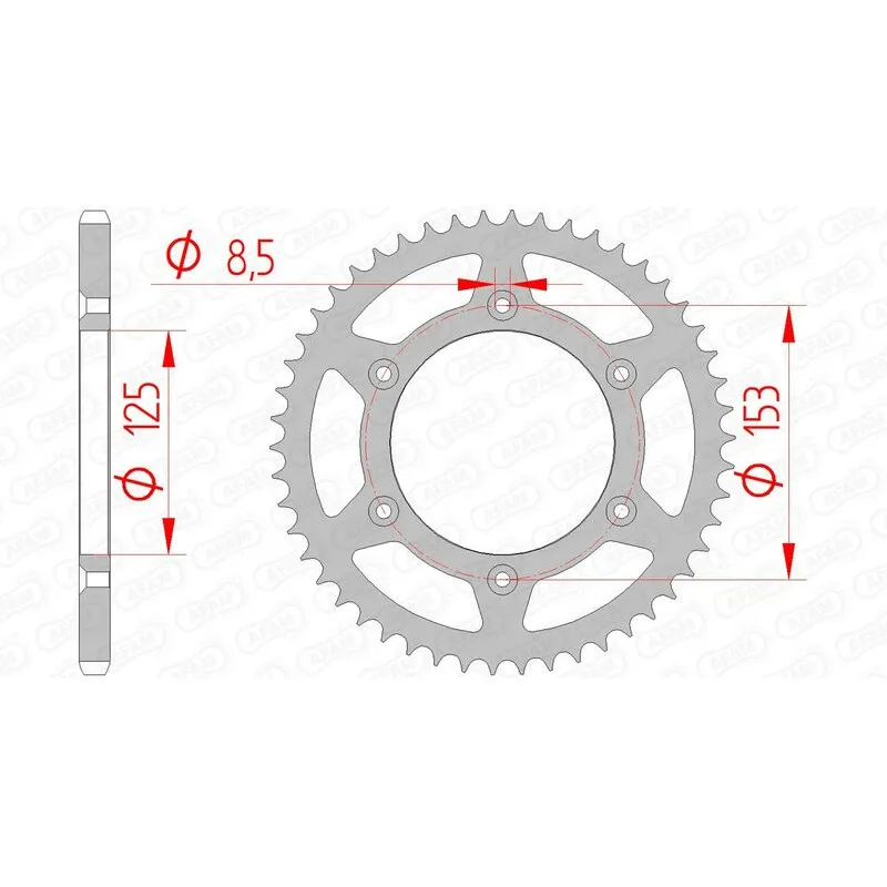 Couronne acier AFAM pas 520 pour HONDA CR 125, CR 250, CRF 250, CRF 450 et HM CRE 250, CRE 250 F, CREF 250, CREF 450