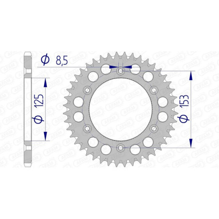 AFAM Kettenrad Alu Teilung 520 für HONDA CR 125, CR 250, CRF 250, CRF 450 und HM CRE 250, CRE 250 F, CREF 250, CRM-F 450 X