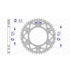 AFAM aluminium rear sprocket 520 pitch for HONDA CR 125, CR 250, CRF 450 and HM CRE 250, CREF 250, CRM-F 450 X 1983-2025