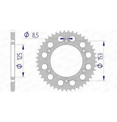 AFAM aluminium rear sprocket 520 pitch for HONDA CR 125, CR 250, CRF 450 and HM CRE 250, CRM F 450 R SUPERMOTO, CRM-F 450 X