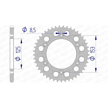 Corona de aluminio AFAM paso 520 para HONDA CR 125, CR 250, CRF 450 y HM CRE 250, CRM F 450 R SUPERMOTO, CRM-F 450 X