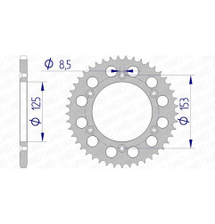 Couronne alu AFAM pas 520 pour HONDA CR 125, CR 250, CRF 450 et HM CRE 250, CRM F 450 R SUPERMOTO, CRM-F 450 X de 1983 à 2025