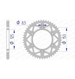 AFAM aluminium rear sprocket 520 pitch for HONDA CR 125, CR 250, CRF 450 and HM CRE 250, CRM F 450 R SUPERMOTO, CRM-F 450 X