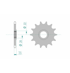 Piñón de acero AFAM paso 520 para HM CRE 250 F, CRE 250 X, CRE-F 250 X, CRE-F 300 X, CREF 250 y HONDA CR 125, CRF 250, CRF 250 X
