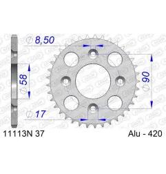AFAM Kettenrad Alu 37 Zähne, Teilung 420 für HONDA CRF 50, XR 50 2000-2027