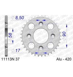 Couronne alu AFAM 37 dents, pas 420 pour HONDA CRF 50, XR 50 de 2000 à 2027