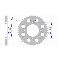 AFAM Kettenrad Alu 50 Zähne, Teilung 428 für HONDA CRF 100, XR 100 1985-2013