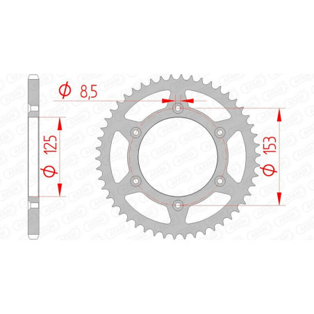 Corona de acero AFAM paso 520 para HONDA CR 125, CR 250, CRF 250, CRF 450 y HM CRE 250, CRE 250 F, CRE 450 F, CREF 450