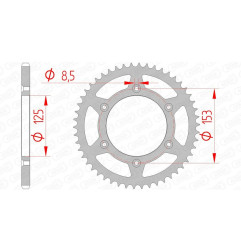 AFAM Kettenrad Stahl Teilung 520 für HONDA CR 125, CR 250, CRF 250, CRF 450 und HM CRE 250, CRE 250 F, CRE 450 F, CREF 450