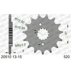 AFAM steel front sprocket 520 pitch for HONDA TRX 400 EX SPORTRAX 2WD, XR 600, XR 650 L and POLARIS PREDATOR 500 1991-2025
