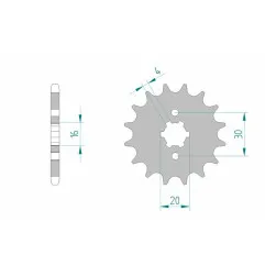 AFAM steel front sprocket 428 pitch for KAWASAKI KDX 125 SR, KMX 125, KMX 200 1986-2002