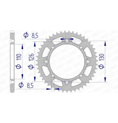 Couronne alu AFAM pas 420 pour KAWASAKI KX 60, KX 65 et SUZUKI RM 65 de 1985 à 2027