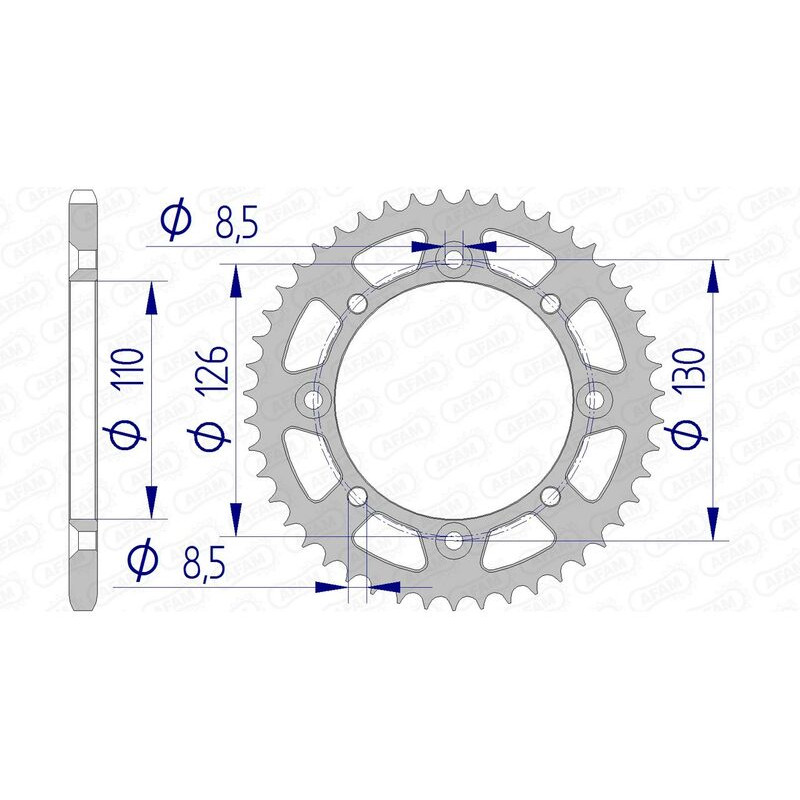 Corona de aluminio AFAM paso 420 para KAWASAKI KX 60, KX 65 y SUZUKI RM 65 de 1985 a 2027