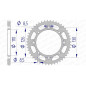 Corona de aluminio AFAM paso 420 para KAWASAKI KX 60, KX 65 y SUZUKI RM 65 de 1985 a 2027