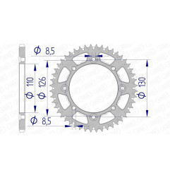 Corona de aluminio AFAM 47 dientes, paso 420 para KAWASAKI KX 65 y SUZUKI RM 65 de 2000 a 2027