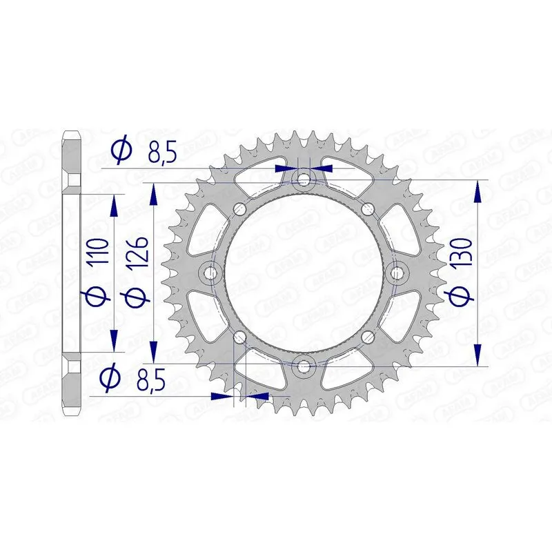 AFAM aluminium rear sprocket, 420 pitch for KAWASAKI KX 65 and SUZUKI RM 65 2000-2027