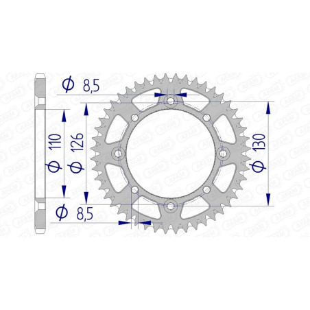 Couronne alu AFAM, pas 420 pour KAWASAKI KX 65 et SUZUKI RM 65 de 2000 à 2027