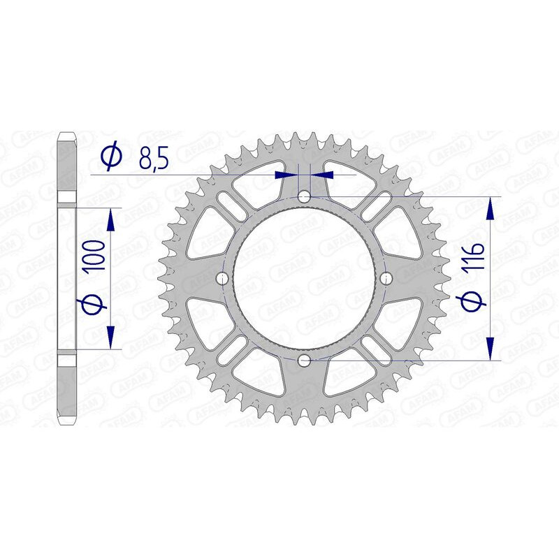 AFAM aluminium rear sprocket 420 pitch for KAWASAKI KX 100, KX 112, KX 80, KX 85 and SUZUKI RM 100, RM 80 1976-2027