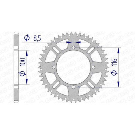 AFAM aluminium rear sprocket 420 pitch for KAWASAKI KX 100, KX 112, KX 80, KX 85 and SUZUKI RM 100, RM 80 1976-2027