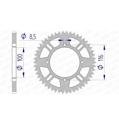 AFAM aluminium rear sprocket 420 pitch for KAWASAKI KX 100, KX 112, KX 80, KX 85 and SUZUKI RM 100, RM 80 1976-2027