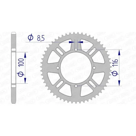 Couronne alu AFAM pas 420 pour KAWASAKI KX 100, KX 112, KX 80, KX 85, KX 85 L et SUZUKI RM 100, RM 80 de 1976 à 2027