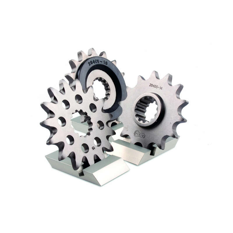 Piñón de acero AFAM paso 420 para GILERA GSM 50, RCR 50, SMT 50, APRILIA MX 50, RX 50, SX 50, KAWASAKI KLX 110 y SUZUKI DRZ 110