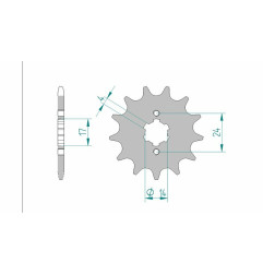 AFAM steel front sprocket 420 pitch for GILERA RCR 50, SMT 50, APRILIA RX 50, SX 50, KAWASAKI KLX 110 and SUZUKI DRZ 110