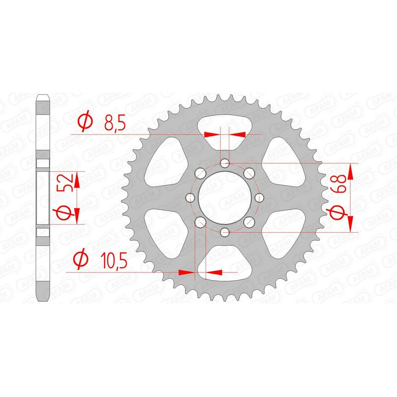 Couronne acier AFAM pas 420 pour SUZUKI DRZ 110, RM 50, TS 50 ERK, TS 50 XA, TS 50 XK et KAWASAKI KLX 110 de 1978 à 2020 Couronne acier AFAM pas 420 pour SUZUKI DRZ 110, RM 50, TS 50 ERK, TS 50 XA, TS 50 XK et KAWASAKI KLX 110 de 1978 à 2020