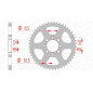 Couronne acier AFAM pas 420 pour SUZUKI DRZ 110, RM 50, TS 50 ERK, TS 50 XA, TS 50 XK et KAWASAKI KLX 110 de 1978 à 2020 Couronne acier AFAM pas 420 pour SUZUKI DRZ 110, RM 50, TS 50 ERK, TS 50 XA, TS 50 XK et KAWASAKI KLX 110 de 1978 à 2020