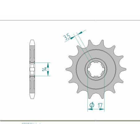 AFAM Ritzel Stahl 14 Zähne, Teilung 428 für KAWASAKI DTRACKER 125, KLX 125 2010-2016