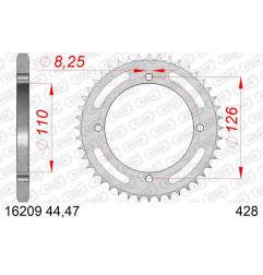 AFAM Kettenrad Stahl Teilung 428 für KAWASAKI DTRACKER 125, KLX 125 2010-2016