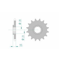 Piñón de acero AFAM paso 428 para SUZUKI DR 125 S, DR 125 SE, DR-Z 125 L, DR-Z 125 LL, DRZ 125 y KAWASAKI KLX 125, KLX 125 L