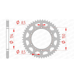 AFAM Kettenrad Stahl Teilung 520 für KAWASAKI KDX 200, KLX 250, KX 125, KX 250, KX 500 und SUZUKI RMZ 250 1979-2025