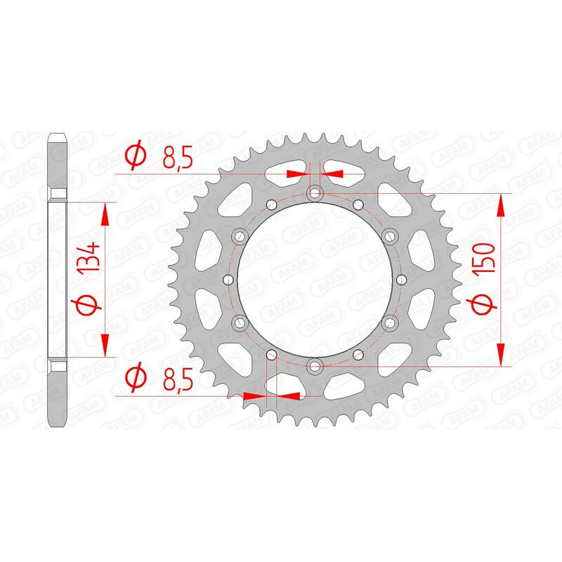 Corona de acero AFAM paso 520 para KAWASAKI KDX 200, KLX 250, KX 125, KX 250, KX 500 y SUZUKI RMZ 250 de 1979 a 2025 Corona de acero AFAM paso 520 para KAWASAKI KDX 200, KLX 250, KX 125, KX 250, KX 500 y SUZUKI RMZ 250 de 1979 a 2025