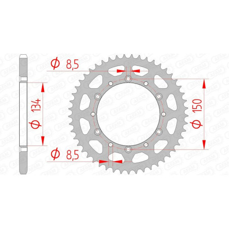 Corona de acero AFAM paso 520 para KAWASAKI KDX 200, KLX 250, KX 125, KX 250, KX 500 y SUZUKI RMZ 250 de 1979 a 2025