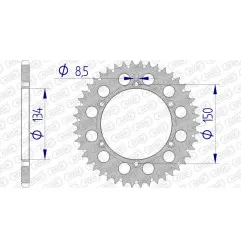 Couronne alu AFAM pas 520 pour KAWASAKI KDX 200, KLX 250, KX 125, KX 250, KX 500 et SUZUKI RMZ 250 de 1981 à 2027