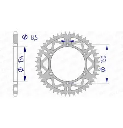 Corona de aluminio AFAM paso 520 para KAWASAKI KDX 200, KLX 250, KX 125, KX 250, KX 500 y SUZUKI RMZ 250 de 1981 a 2027