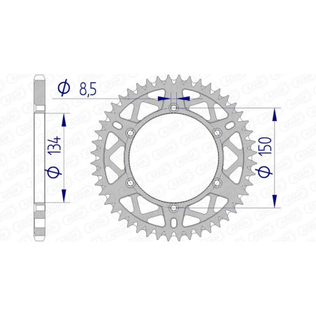 AFAM aluminium rear sprocket 520 pitch for KAWASAKI KDX 200, KLX 250, KX 125, KX 250, KX 500 and SUZUKI RMZ 250 1981-2027