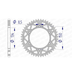 Corona de aluminio AFAM paso 520 para KAWASAKI KDX 200, KLX 250, KX 125, KX 250, KX 500 y SUZUKI RMZ 250 de 1981 a 2027