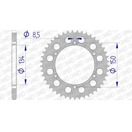 Corona de aluminio AFAM paso 520 para KAWASAKI KDX 200, KLX 250, KX 125, KX 250, KX 500 y SUZUKI RMZ 250 de 1981 a 2025