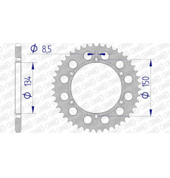 Corona de aluminio AFAM paso 520 para KAWASAKI KDX 200, KLX 250, KX 125, KX 250, KX 500 y SUZUKI RMZ 250 de 1981 a 2025