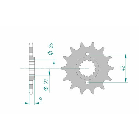 Pignon acier AFAM pas 520 pour KAWASAKI KLR 250, KLR 600, KLR 650, KLX 250 de 1978 à 2017