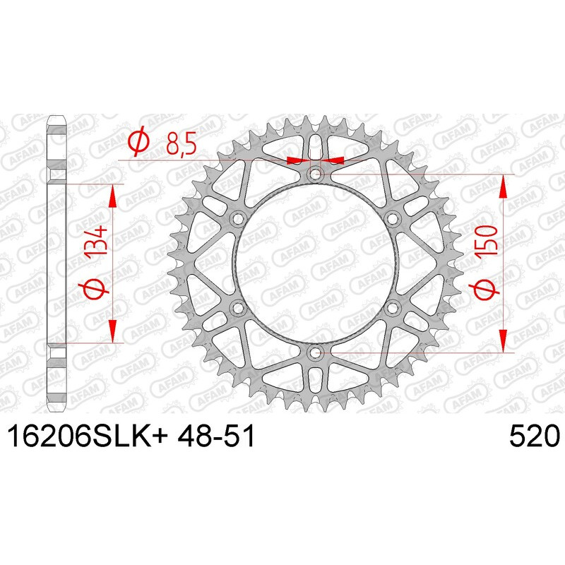 AFAM Kettenrad Stahl Teilung 520 für KAWASAKI KLX 450, KX 125, KX 250, KXF 250, KXF 450 1985-2027