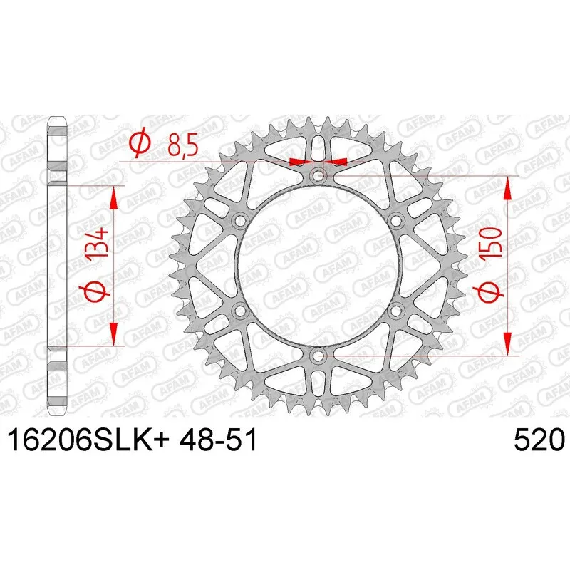 AFAM steel rear sprocket 520 pitch for KAWASAKI KLX 450, KX 125, KX 250, KXF 250, KXF 450 1985-2027