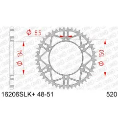Corona de acero AFAM paso 520 para KAWASAKI KLX 450, KX 125, KX 250, KXF 250, KXF 450 de 1985 a 2027